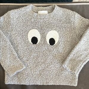 Kids Stella McCartney Light Gray Fuzzy Sweater with Eye Design